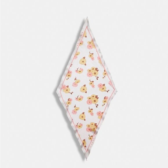 NWT Coach Floral Cluster Print Silk Diamond Scarf‎ - Picture 1 of 6